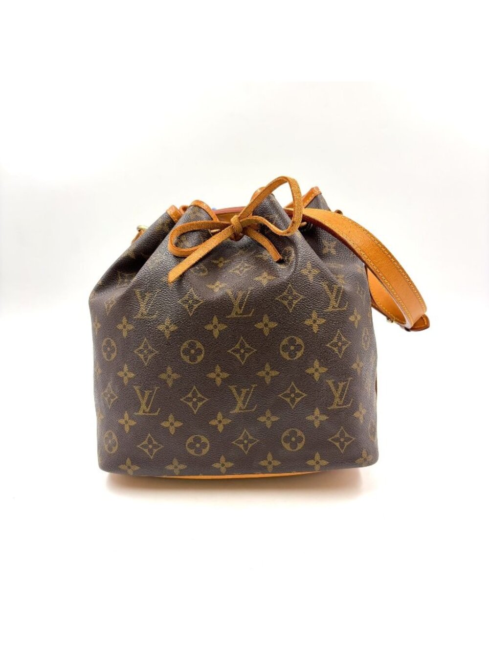 Louis Vuitton Petit Noe Monogram Leather Brown Light Shoulder Bag Gold